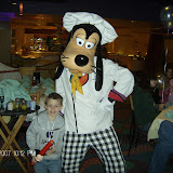 Goofy came to see how we enjoyed dinner.