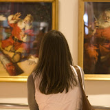 Kate admiring some Santa Coke art.