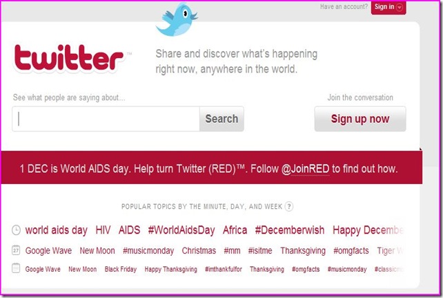 TWITTER TURNS RED FOR WORLD AIDS DAY DEC 1ST 09