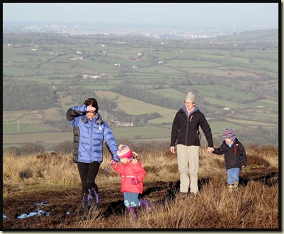 Sue, Polly, Lyn and Ben in the Mendips