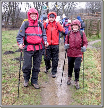 LDWA walkers on Part 2 of The Salford Trail on 23/2/11, just after the bouncy bridge.  What's with the dark glasses, Rick?