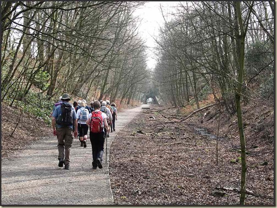 Walkers on the Tyldesley Loop line Walkers on the Tyldesley Loop line