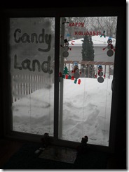 Wrote on our door with snow