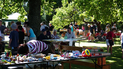 Toys and other stalls under the trees