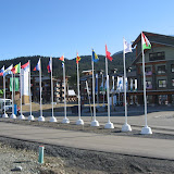 Flags at Whistler Olympic village.