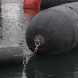 Boat barriers in False Creek, under the Cambie street bridge.