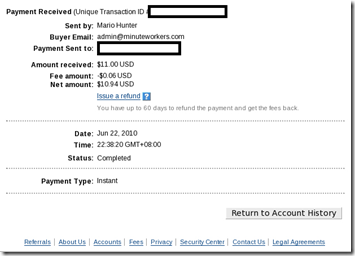 Minuteworkers payment proof