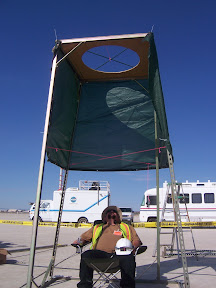 The Kelly Kage (TM) - when the two crosses align, Kelly knows hes looking straight up. The circle represents a 15-degree half-angle vertical cone.