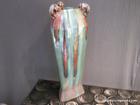 Asian Ceramic Triangular Vase 