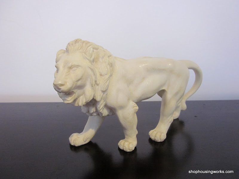 Signed Composite Lion Figurine
