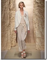 Donna Karan specializes in easy clothes, the sort that hang perfectly — loosely, but never sloppily, even when done in her version of the season's pantsuit.