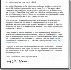 Letter from Michelle Obama 2