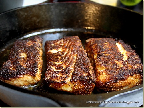  Old Bay Blackened Halibut in Cast Iron Skillet