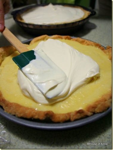 banana cream pie spreading whipped cream