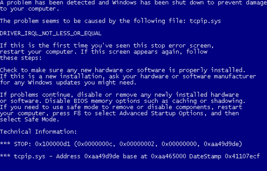 Windows Bluescreen Crash Dump Vista