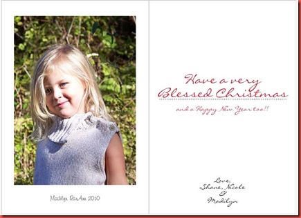 Shutterfly Christmas Card inside