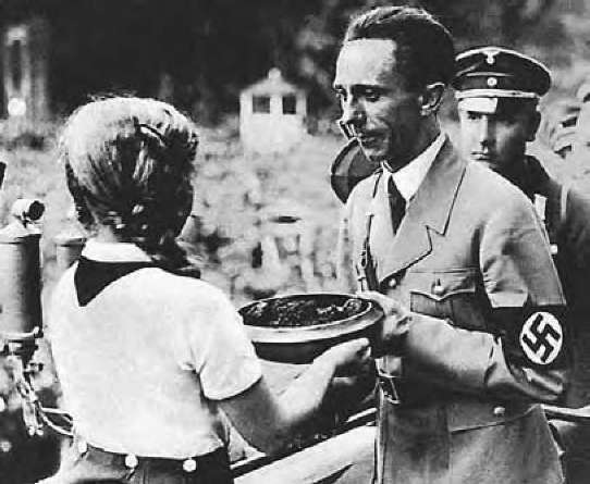 Joseph Goebbels, German minister of propaganda, attends a demonstration in 1934.