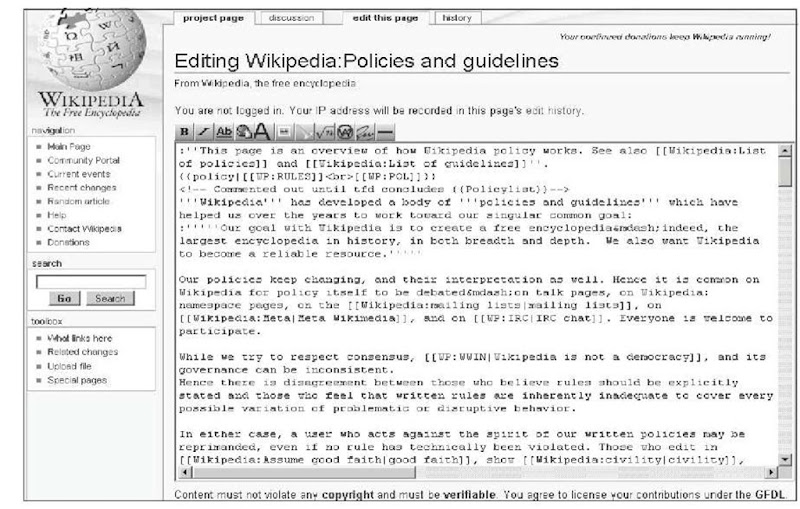 Editing a page in Wikipedia 