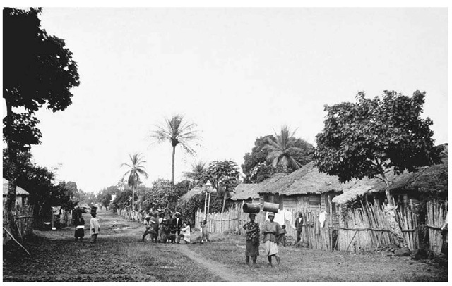 Freetown, Sierra Leone. A neighborhood in the port city of Freetown, capital of Sierra Leone, photographed between 1900 and 1933. 