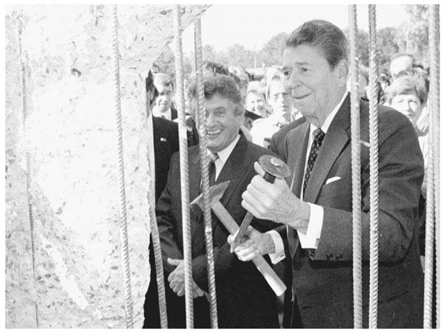 Reagan Helps Dismantle the Remnants of the Berlin Wall, September 12, 1990. The presidency of Ronald Reagan marked a high point in the resurgence of Wilsonianism. With the fall of Germany's Berlin Wall in November 1989, Wilsonianism stood supreme as the premier blueprint for domestic and international order.