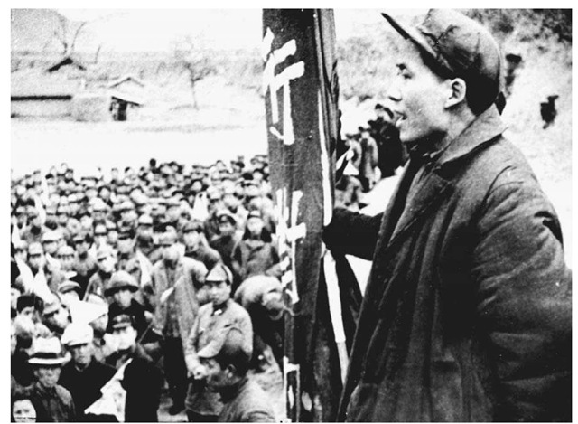 Mao Zedong, November 12, 1944. Mao Zedong (1893—1976), the future leader of Communist China, rallies a group of Chinese people to the Communist cause. 