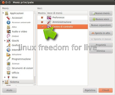 Attiviamo il Centro di Controllo Ubuntu 10.10 Maverick