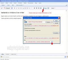 adicionando um link no windows live writer