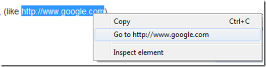 text URL in chrome
