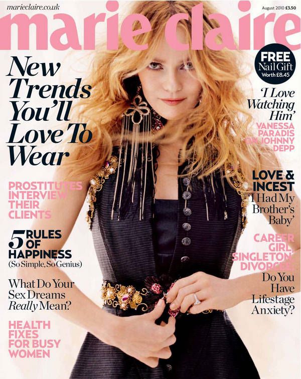 Vanessa Paradis On Marie Claire UK August 2010