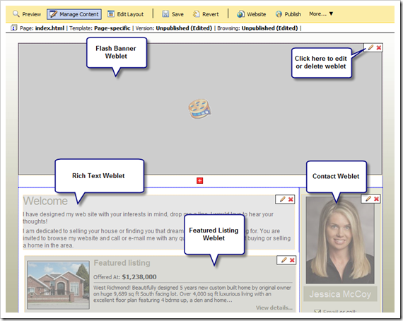 MyRealPage Content and Weblet Editor