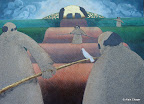 166 - Greedy Shareholder - 2006<br />
73 x 100 - Technique mixte et or sur toile