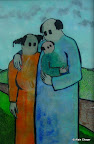 208 - Sandy's Family - 2008<br />
61 X 92 - Acrylique, sable, or sur résine précieuse