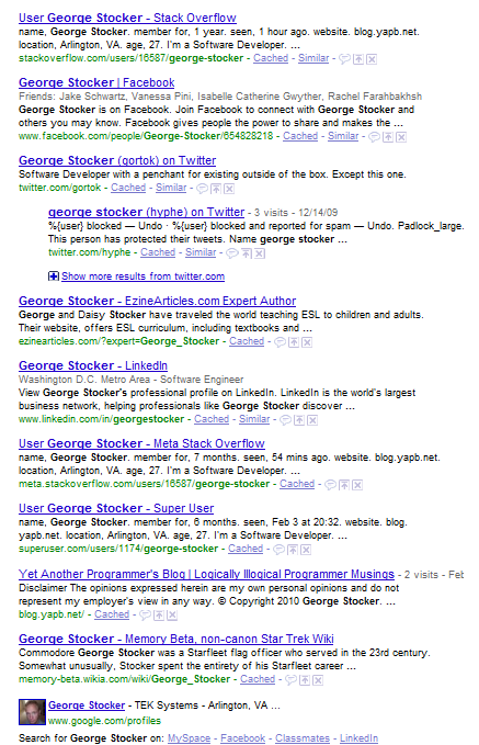 Google Search for my name