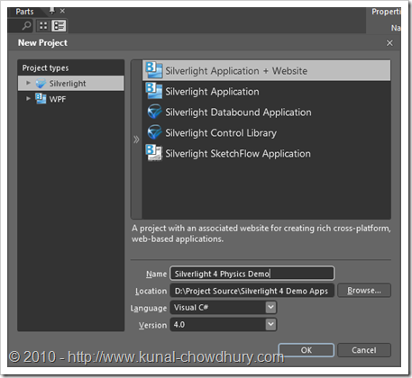 Creating new Silverlight Project using Expression Blend
