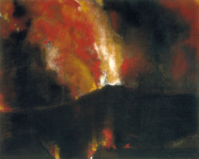 "Fire on the Mountain," 1998, raw pigment and pastel on paper, 19"x24"