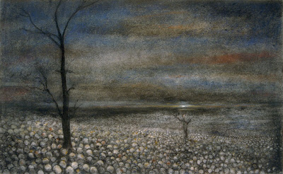 "Flood Plain ," 2000, raw pigment and pastel on paper, 18"x26"