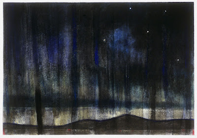 "I never saw the northern lights 2," by Randall Stoltzfus, 2004, raw pigment, pastel. and gold leaf on paper, 16"x23"