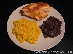 roasted chicken breast with black beans and saffron rice