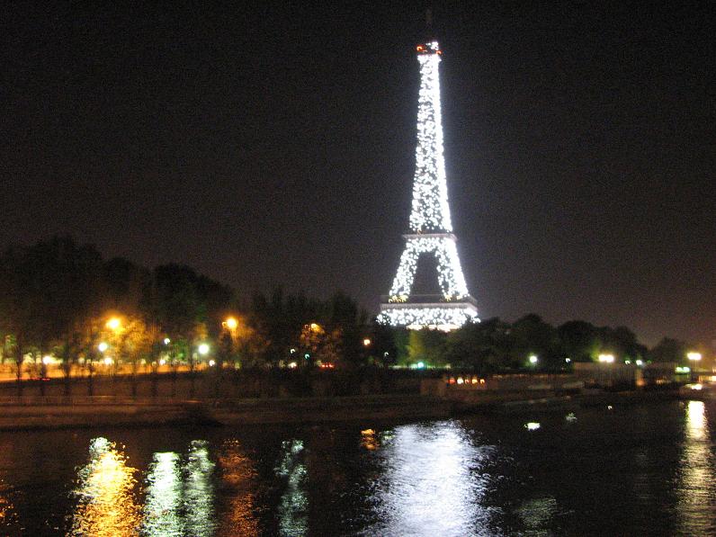 the eiffel tower at night