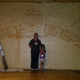 Projecting the sketch of the mural onto the wall