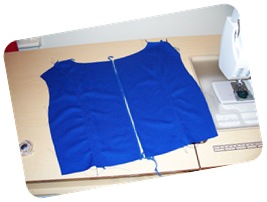 Center -mid back bodice attached and topstitched Center -mid back bodice attached and topstitched