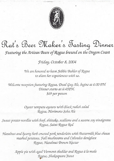 Rogue Beer Dinner at Rats