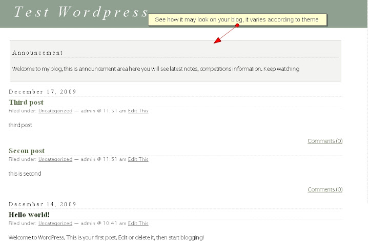 wpfpb announcement2 How to use WordPress Front Page Banner Plugin   [ Part 3   Configuration]
