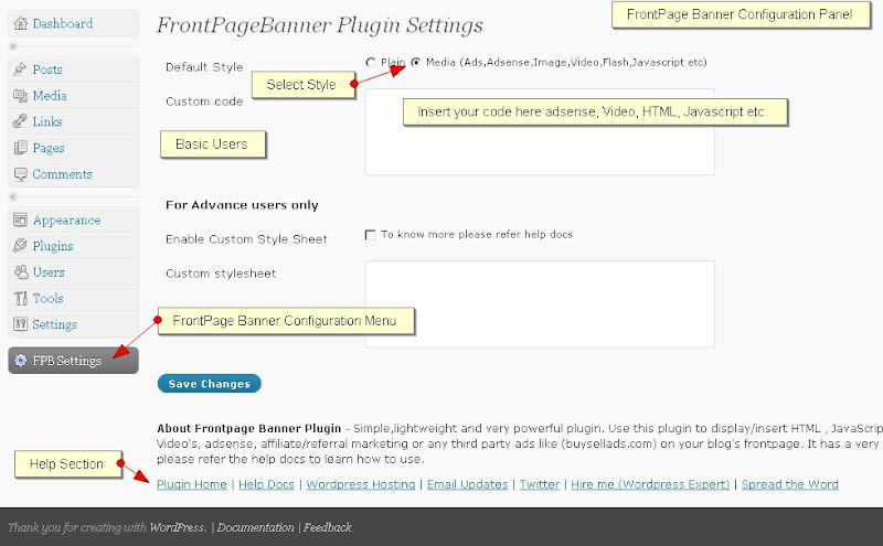 wpfpb screenshot1 How to use WordPress Front Page Banner Plugin   [ Part 1   Installation]