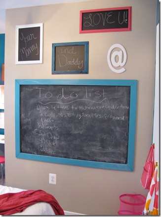framed chalkboard wall