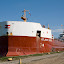 Atlantic Huron approaching the drawbridge on Welland Canal in St. Catharines (Ontario, Canada)