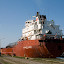 Atlantic Huron approaching the drawbridge on Welland Canal in St. Catharines (Ontario, Canada)