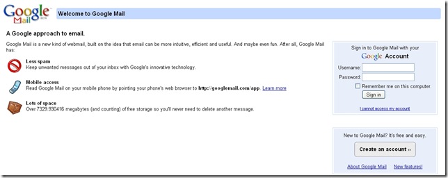 gmail frontpage
