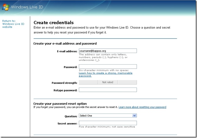 live id credentials