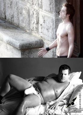 TV funnyman James Corden recreates three iconic images in a photo shoot for Heat magazine.
The Gavin & Stacey star stripped off to his undies for a Beckham-style underwear shoot. The newly hailed sex god laughed: I feel alive! Ive never felt more sexual in my life.

Must be used with a scan of the cover of Heat Magazine
